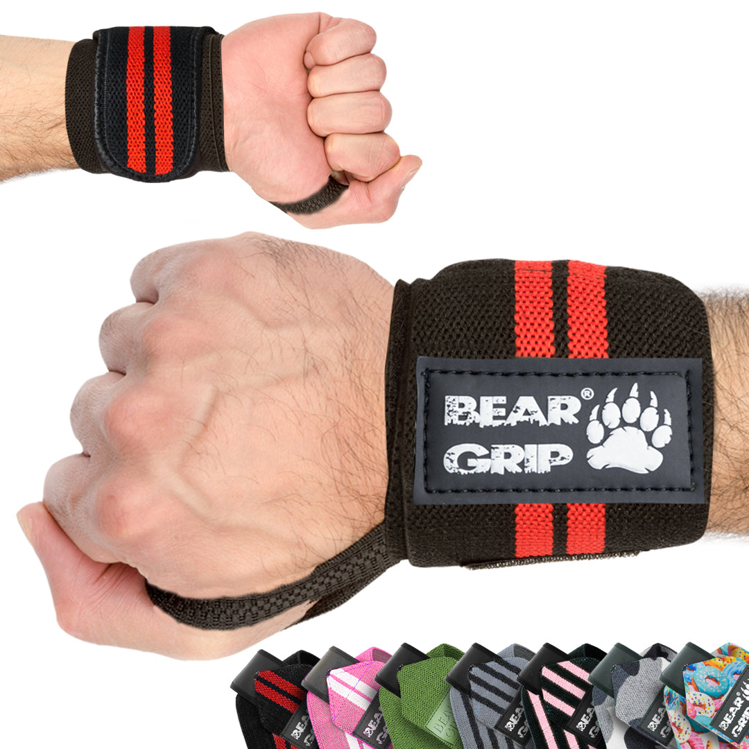 BEAR GRIP - Premium weight lifting wrist support wraps, (Sold in pairs)