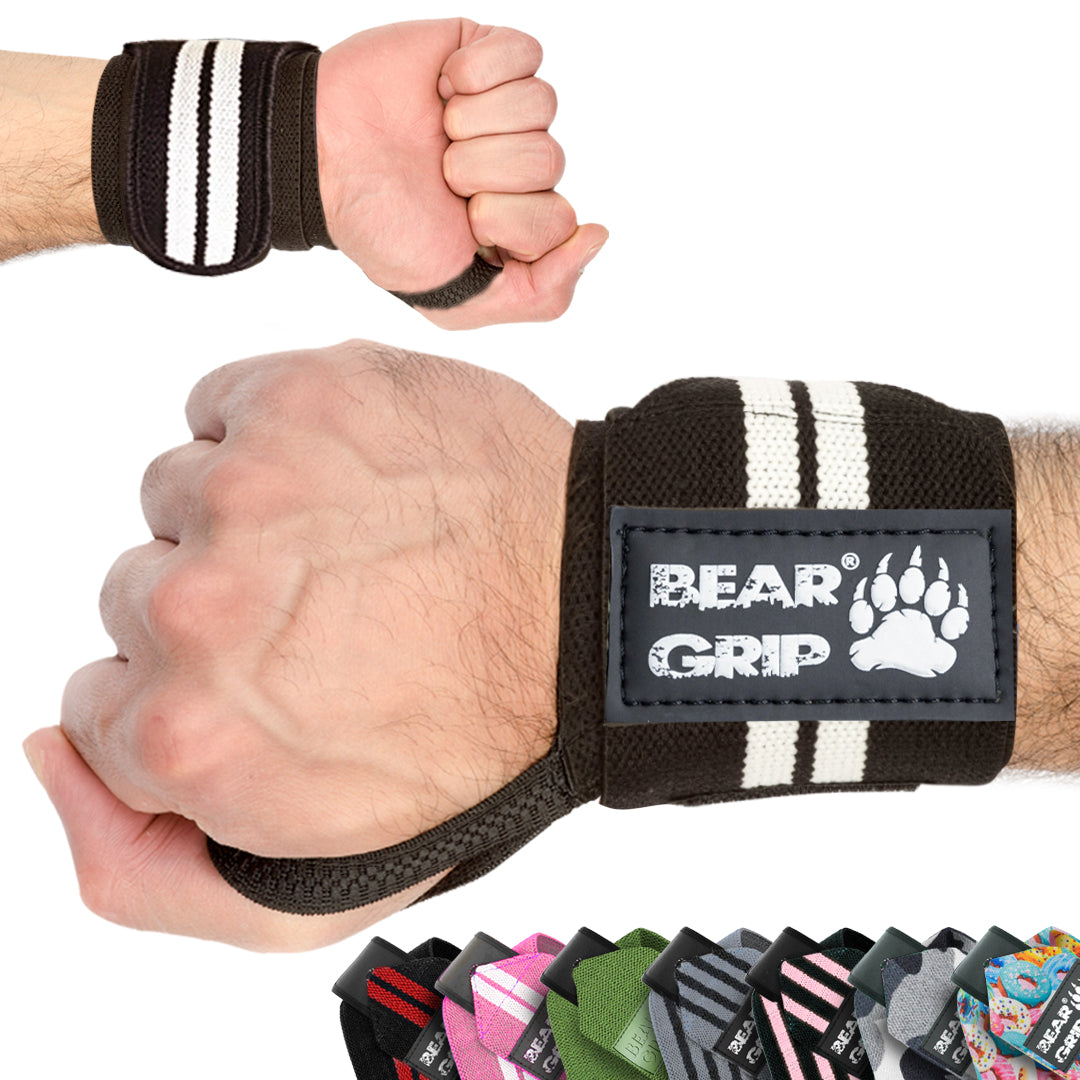 BEAR GRIP - Premium weight lifting wrist support wraps, (Sold in pairs)