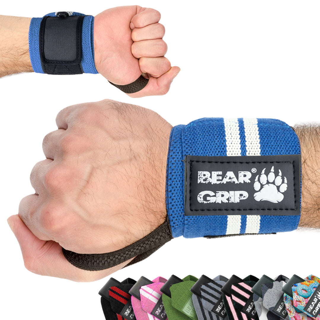 BEAR GRIP - Premium weight lifting wrist support wraps, (Sold in pairs)