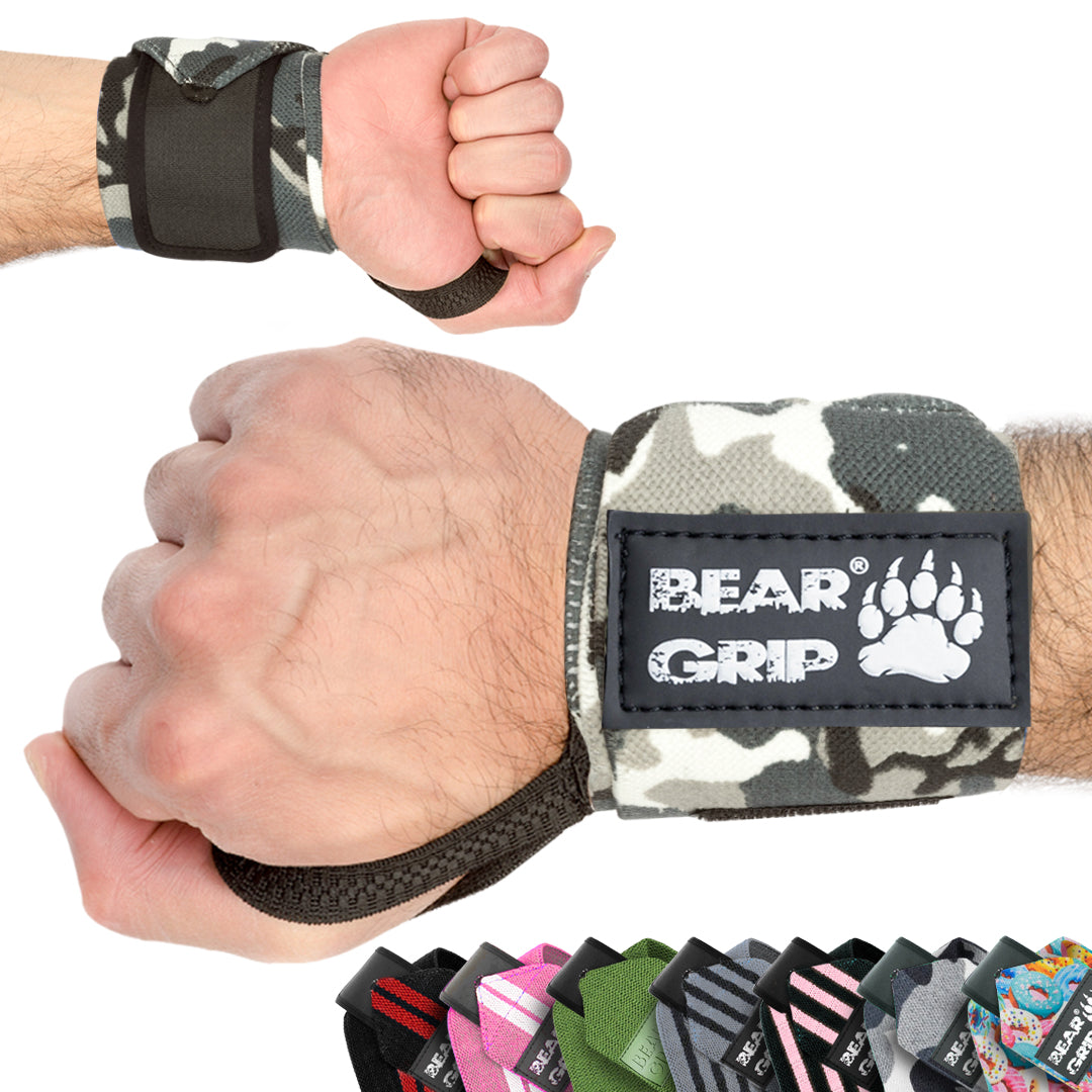 BEAR GRIP - Premium weight lifting wrist support wraps, (Sold in pairs)