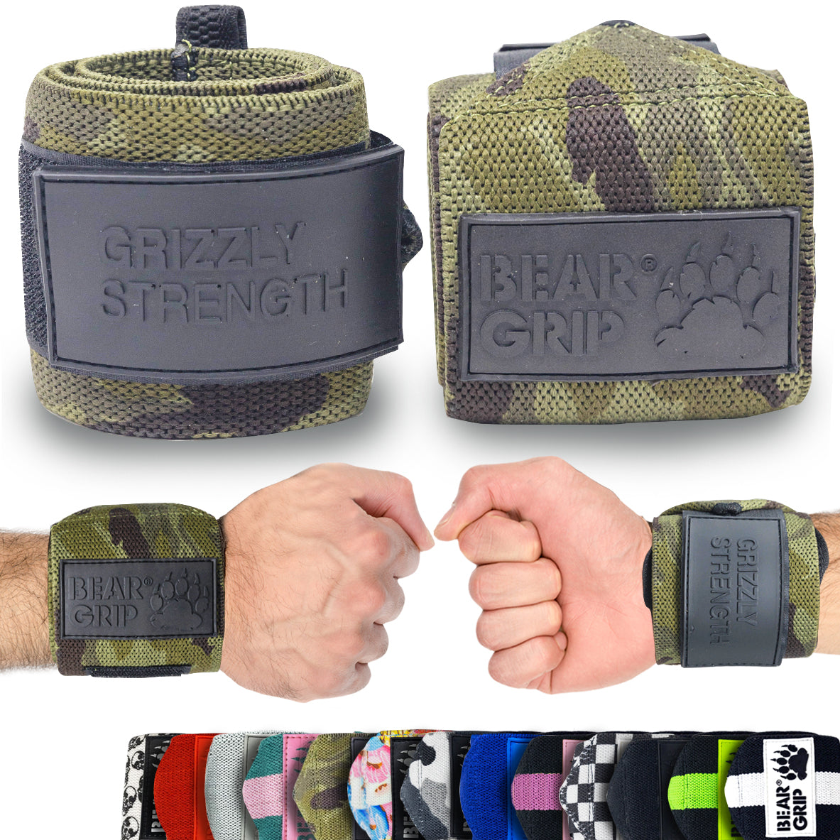 BEAR GRIP - Premium Heavy Duty 24" Weight Lifting Wrist Wraps, Bodybuilding, Crossfit, Powerlifting, StrongMan