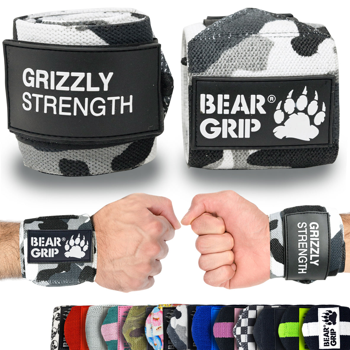 BEAR GRIP - Premium Heavy Duty 24" Weight Lifting Wrist Wraps, Bodybuilding, Crossfit, Powerlifting, StrongMan