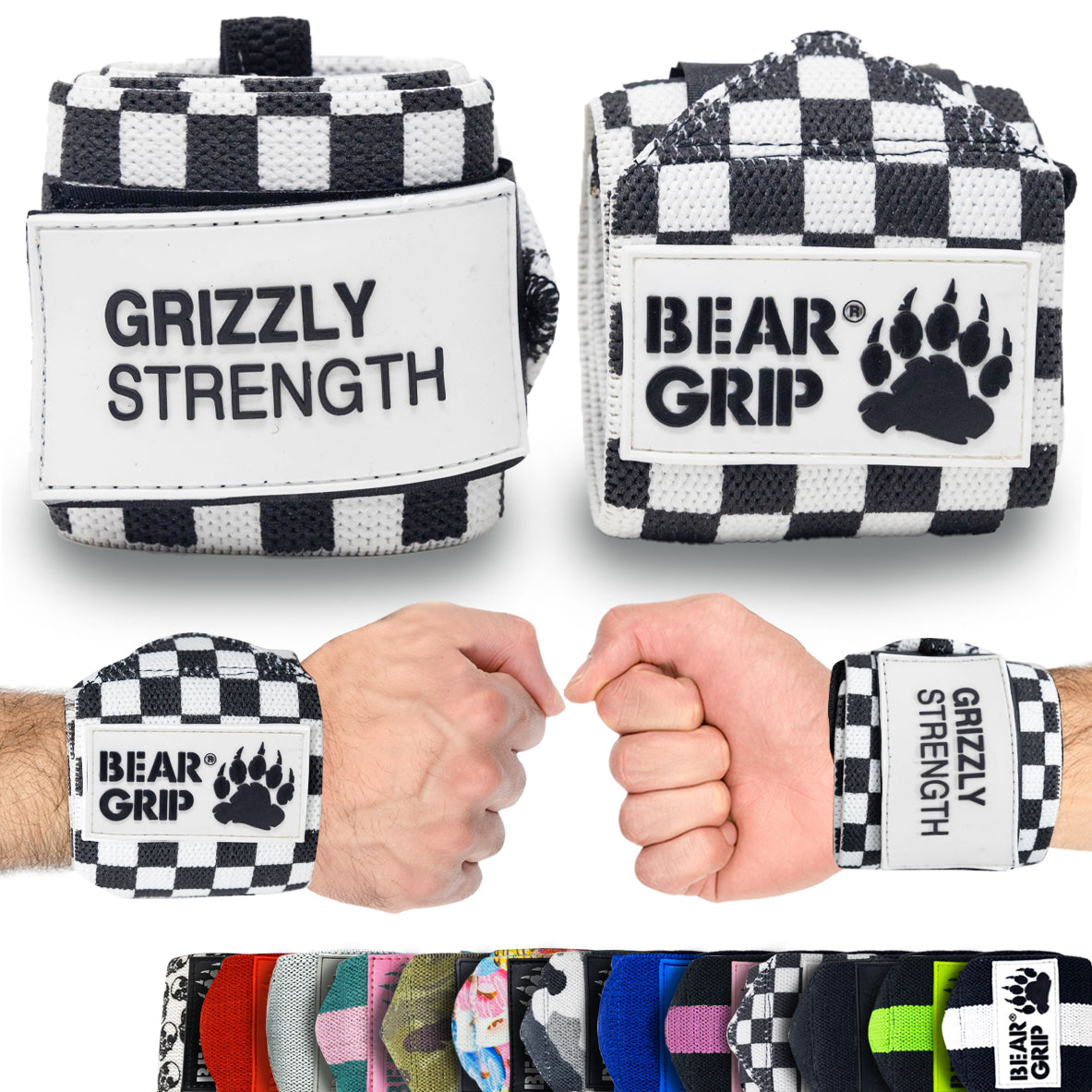 BEAR GRIP - Premium Heavy Duty 24" Weight Lifting Wrist Wraps, Bodybuilding, Crossfit, Powerlifting, StrongMan