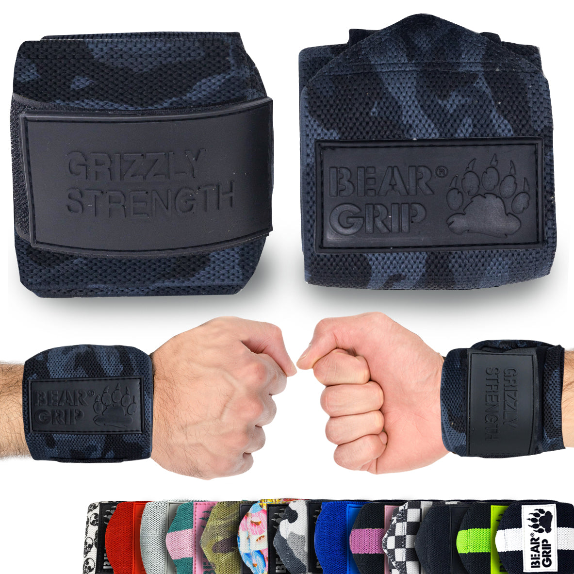 BEAR GRIP - Premium Heavy Duty 24" Weight Lifting Wrist Wraps, Bodybuilding, Crossfit, Powerlifting, StrongMan