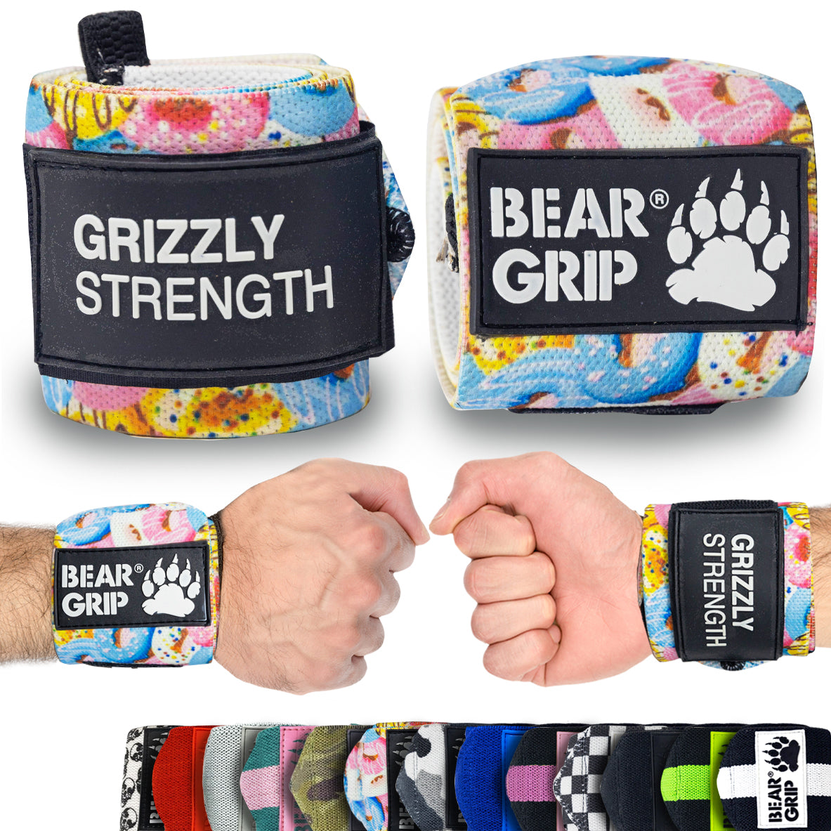 BEAR GRIP - Premium Heavy Duty 24" Weight Lifting Wrist Wraps, Bodybuilding, Crossfit, Powerlifting, StrongMan