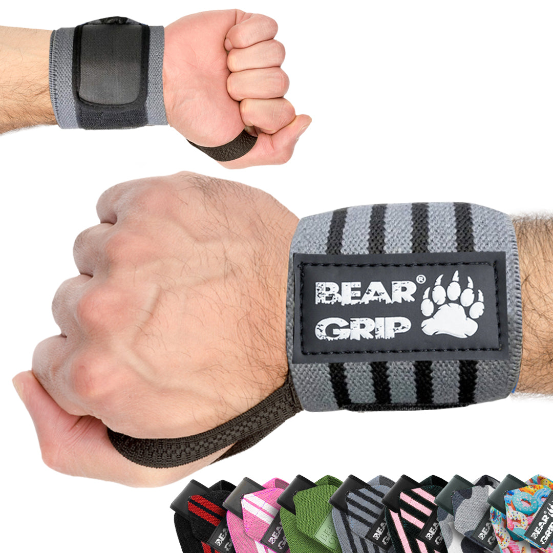 BEAR GRIP - Premium weight lifting wrist support wraps, (Sold in pairs)