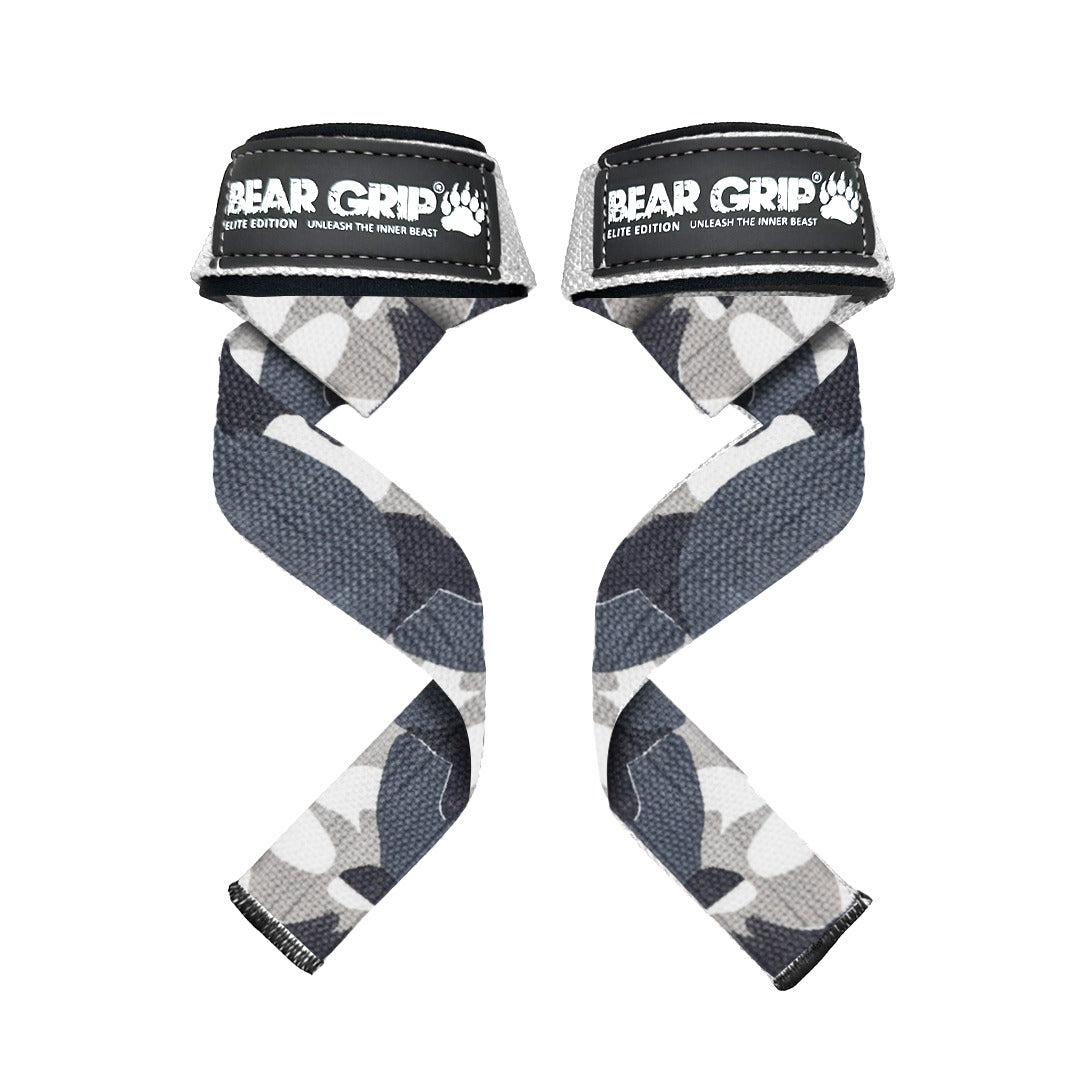 BEAR GRIP Straps - Premium Neoprene padded Heavy Duty double stitched weight lifting gym straps, Gel grip, 100% cotton, Extra long length