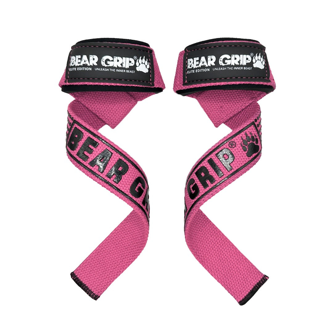 BEAR GRIP Straps - Premium Neoprene padded Heavy Duty double stitched weight lifting gym straps, Gel grip, 100% cotton, Extra long length