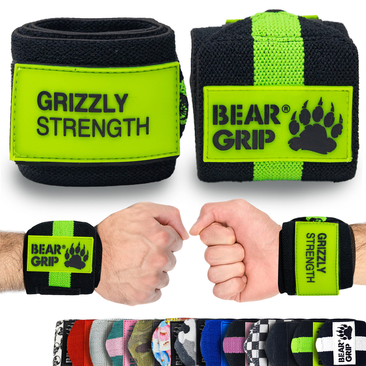 BEAR GRIP - Premium Heavy Duty 24" Weight Lifting Wrist Wraps, Bodybuilding, Crossfit, Powerlifting, StrongMan