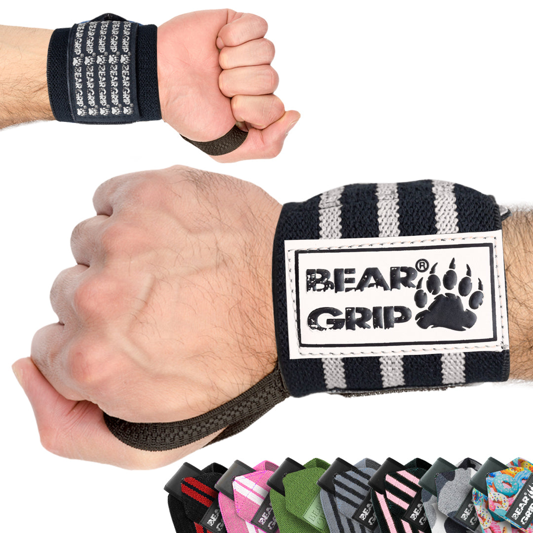 BEAR GRIP® Premium Weight Lifting Wrist Support Wraps (Sold in Pairs)