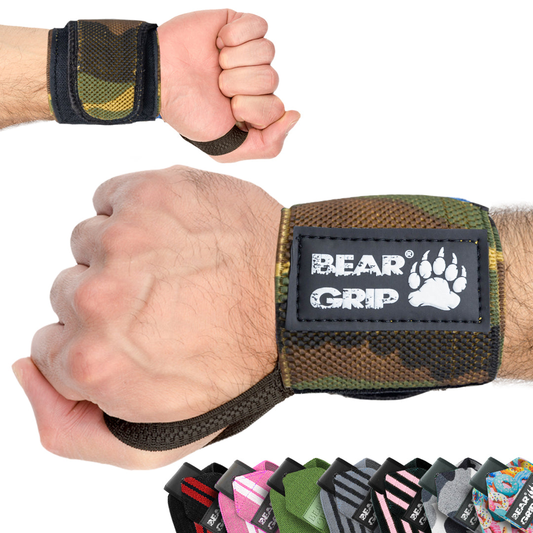 BEAR GRIP - Premium weight lifting wrist support wraps, (Sold in pairs)