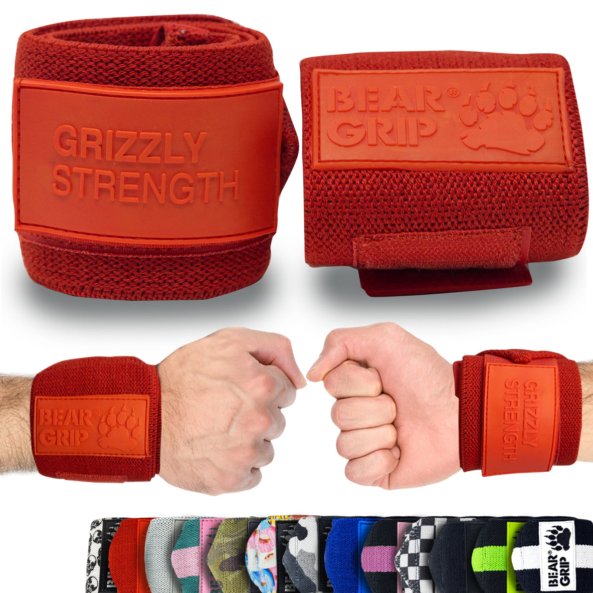 BEAR GRIP - Premium Heavy Duty 24" Weight Lifting Wrist Wraps, Bodybuilding, Crossfit, Powerlifting, StrongMan