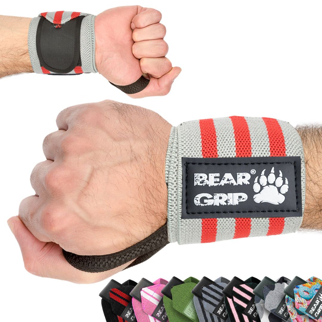 BEAR GRIP - Premium weight lifting wrist support wraps, (Sold in pairs)
