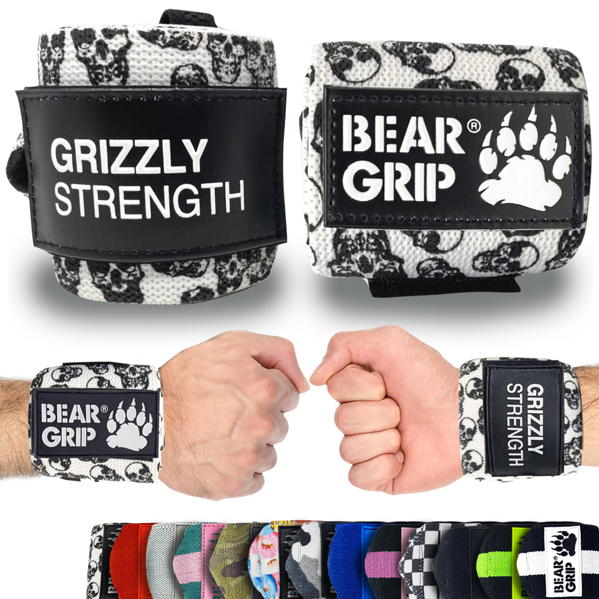 BEAR GRIP - Premium Heavy Duty 24" Weight Lifting Wrist Wraps, Bodybuilding, Crossfit, Powerlifting, StrongMan