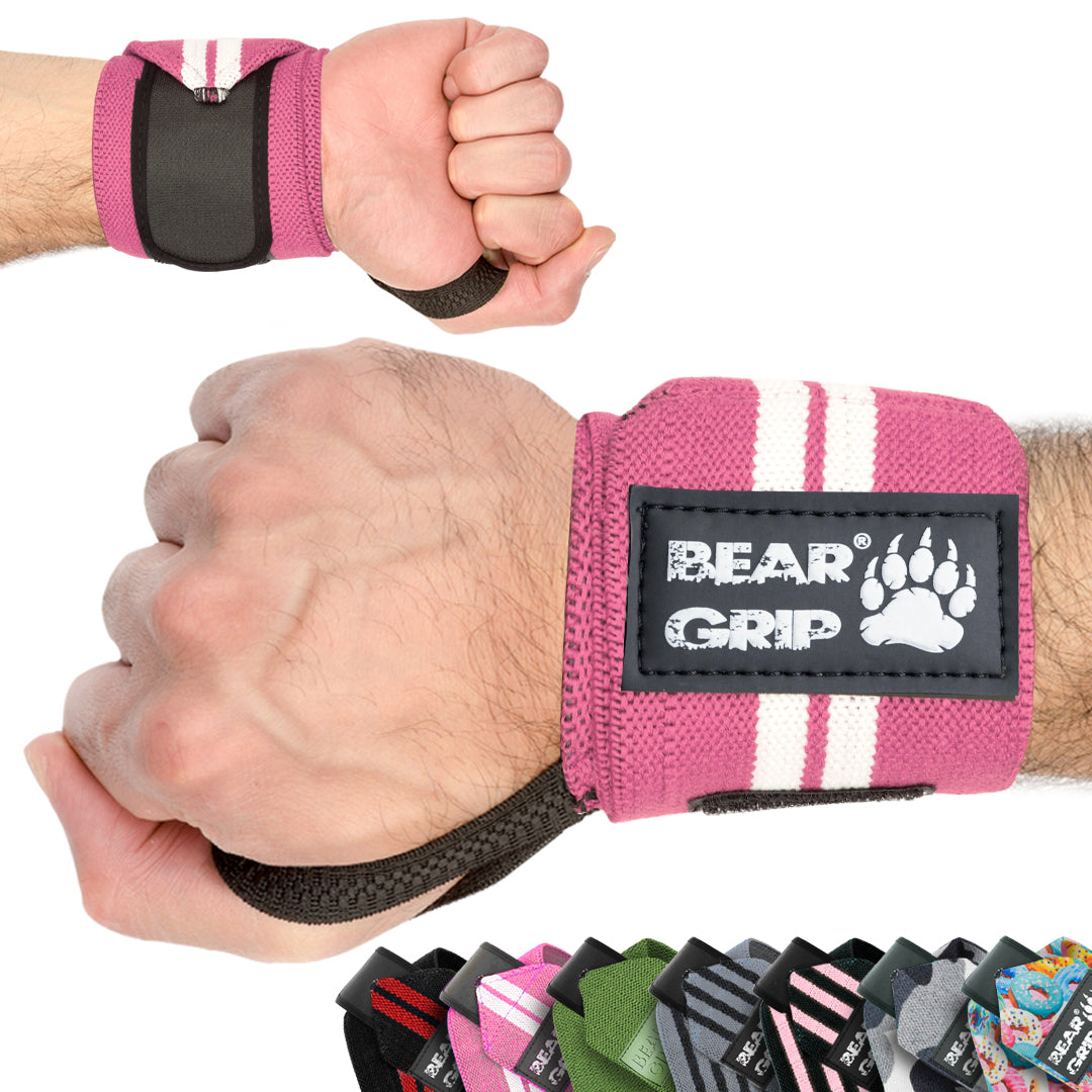 BEAR GRIP - Premium weight lifting wrist support wraps, (Sold in pairs)