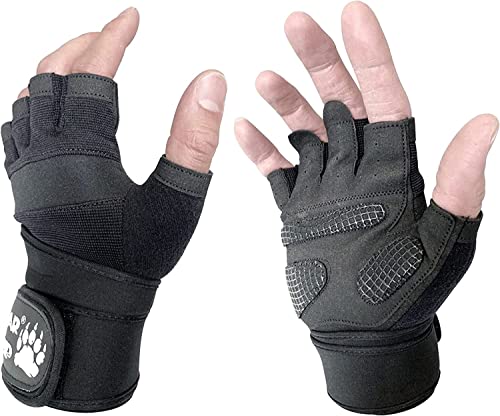 BEAR GRIP® (Was) weight lifting gloves with wrist support wraps