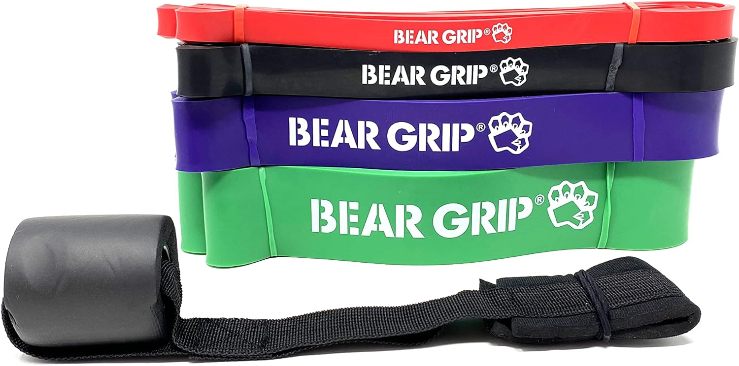 BEAR GRIP - Pull Up Assist Bands | Heavy Duty Resistance Bands for Assisted Pull Ups, Yoga, Stretch Mobility, Crossfit, Strength Training for Men and Women | Home Equipment Set | (Set of 2)