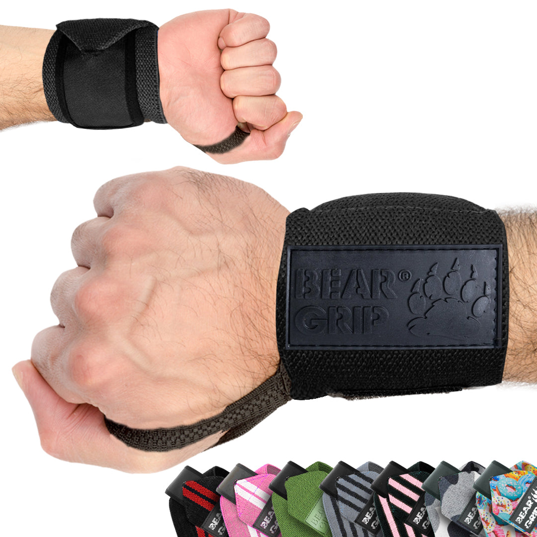 BEAR GRIP® Premium Weight Lifting Wrist Support Wraps (Sold in Pairs)