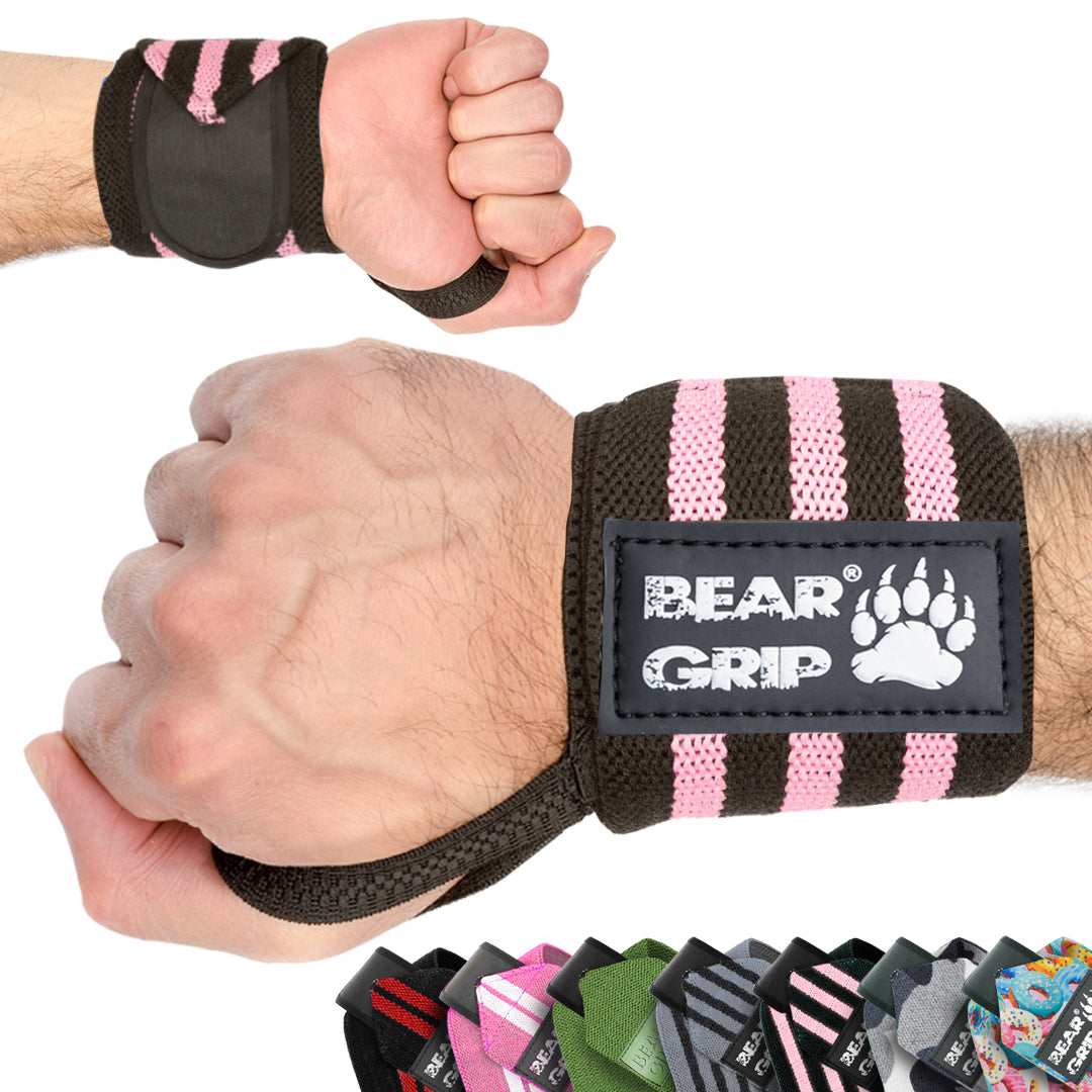 BEAR GRIP® Premium Weight Lifting Wrist Support Wraps (Sold in Pairs)