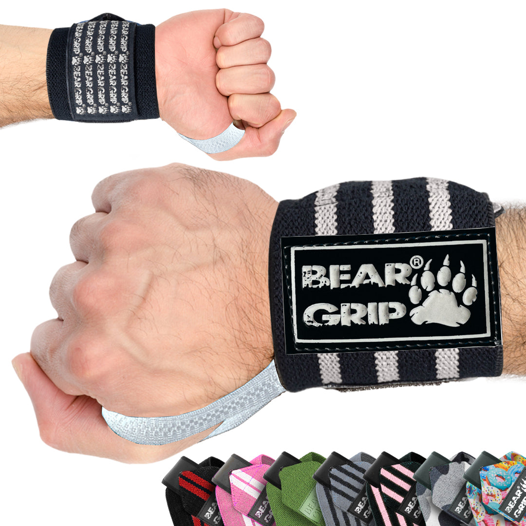 BEAR GRIP® Premium Weight Lifting Wrist Support Wraps (Sold in Pairs)