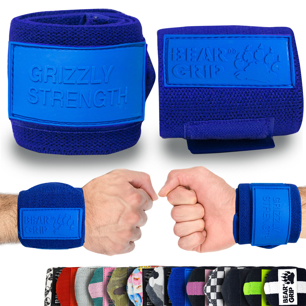 BEAR GRIP - Premium Heavy Duty 24" Weight Lifting Wrist Wraps, Bodybuilding, Crossfit, Powerlifting, StrongMan