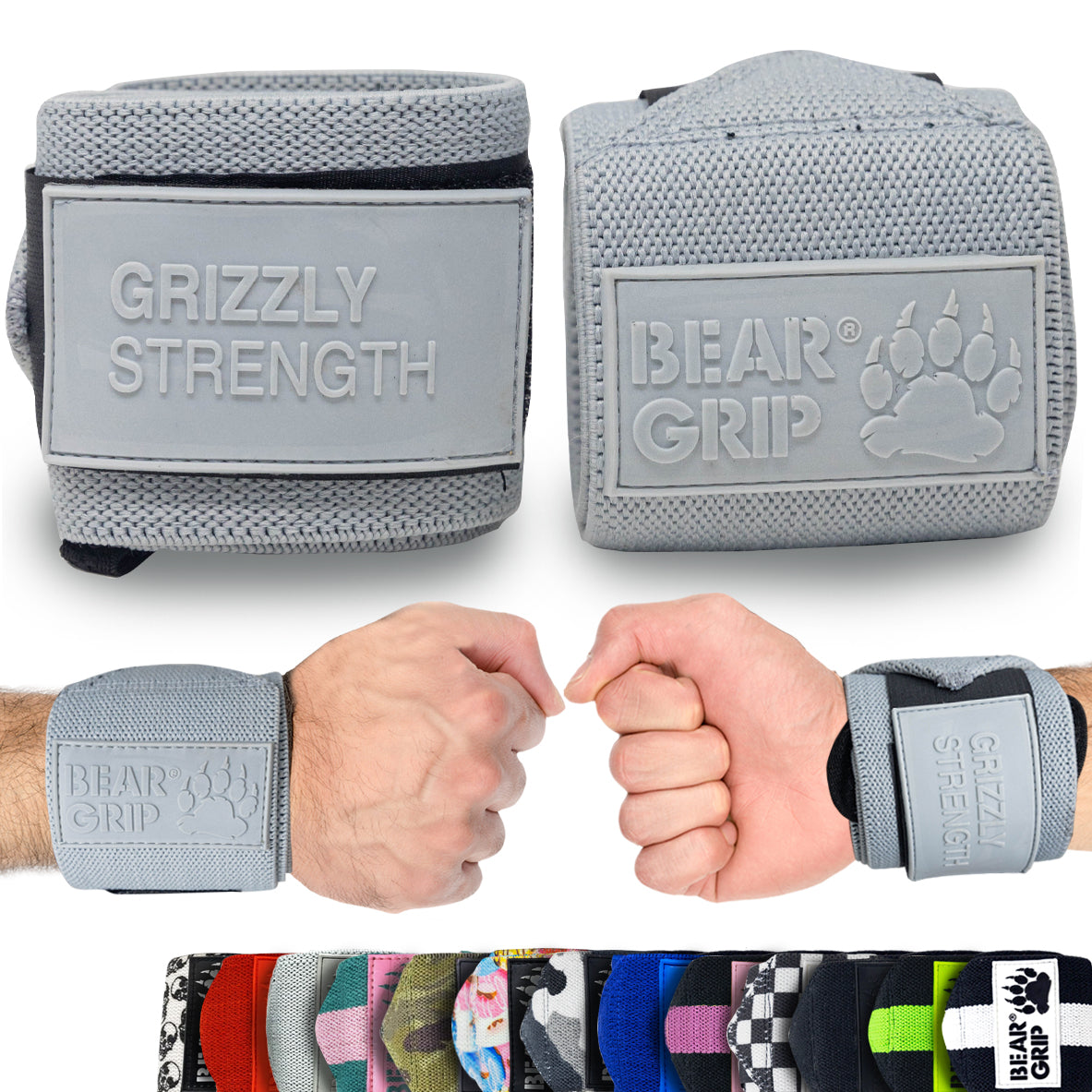 BEAR GRIP - Premium Heavy Duty 24" Weight Lifting Wrist Wraps, Bodybuilding, Crossfit, Powerlifting, StrongMan