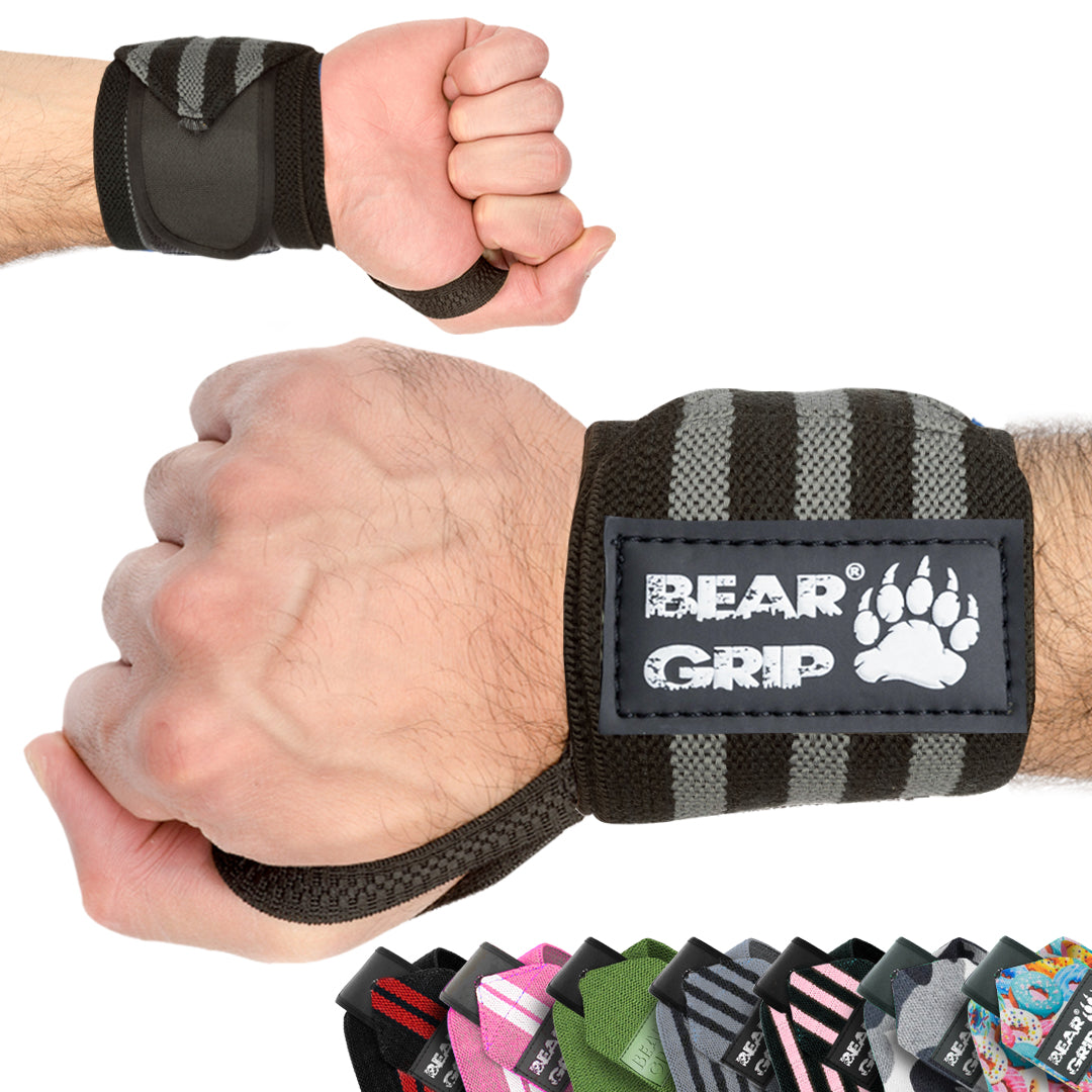 BEAR GRIP® Premium Weight Lifting Wrist Support Wraps (Sold in Pairs)