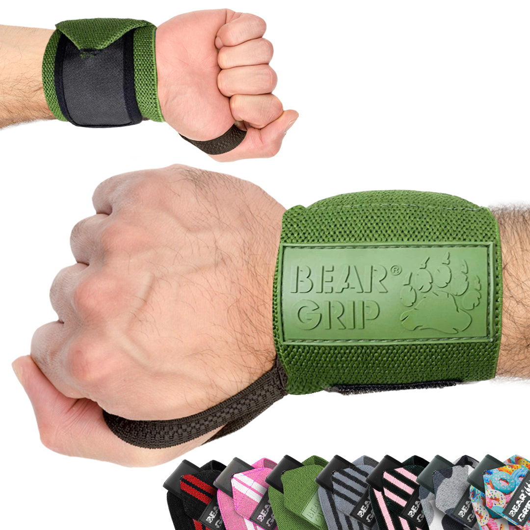 BEAR GRIP® Premium Weight Lifting Wrist Support Wraps (Sold in Pairs)