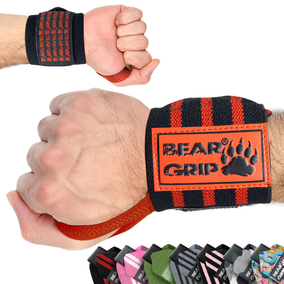 BEAR GRIP® Premium Weight Lifting Wrist Support Wraps (Sold in Pairs)