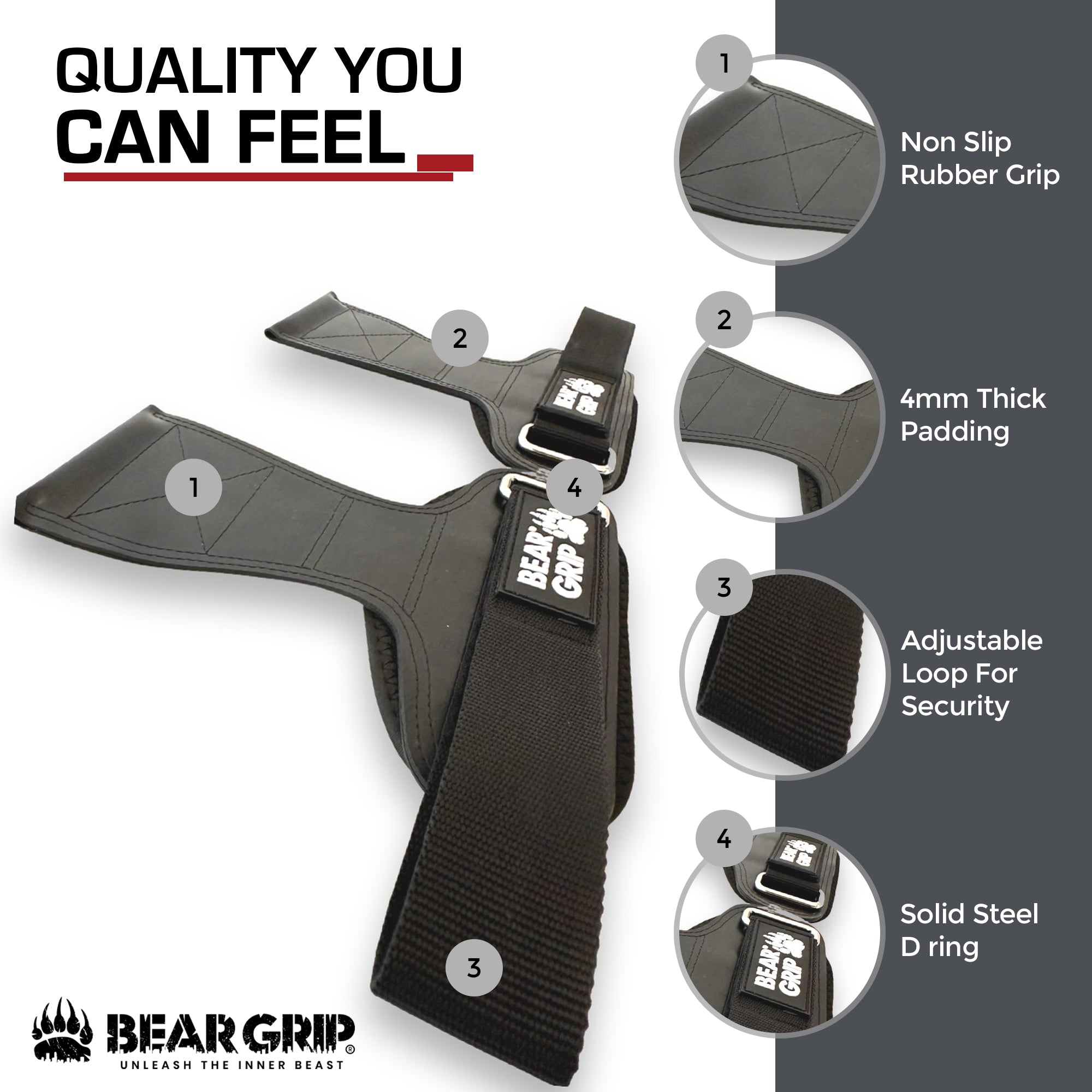 BEAR GRIP - Multi Grip Straps, Heavy Duty Weight Lifting Straps