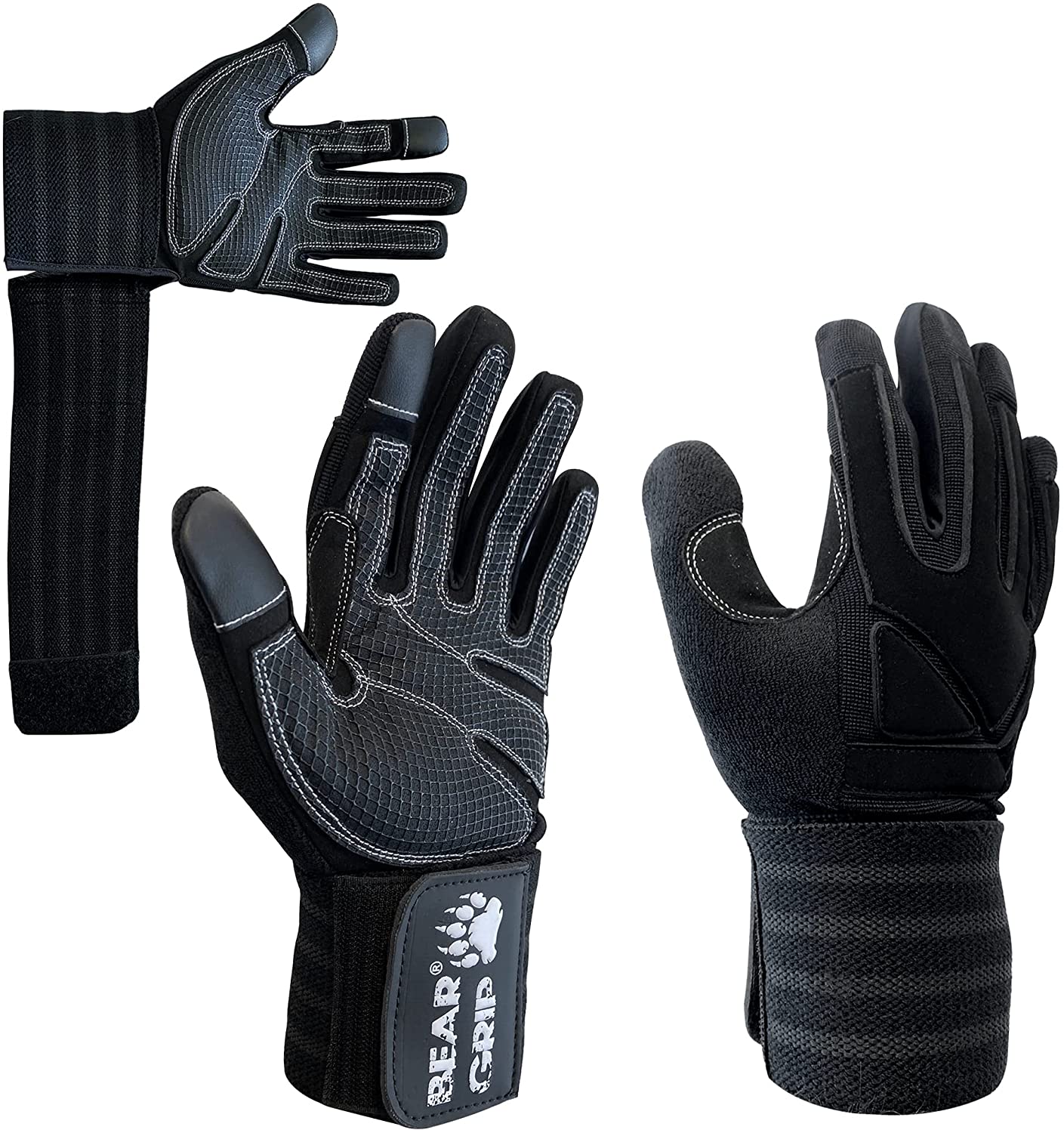BEAR GRIP - Weight Lifting Gloves with Gel Padded Palms and Wrist Support