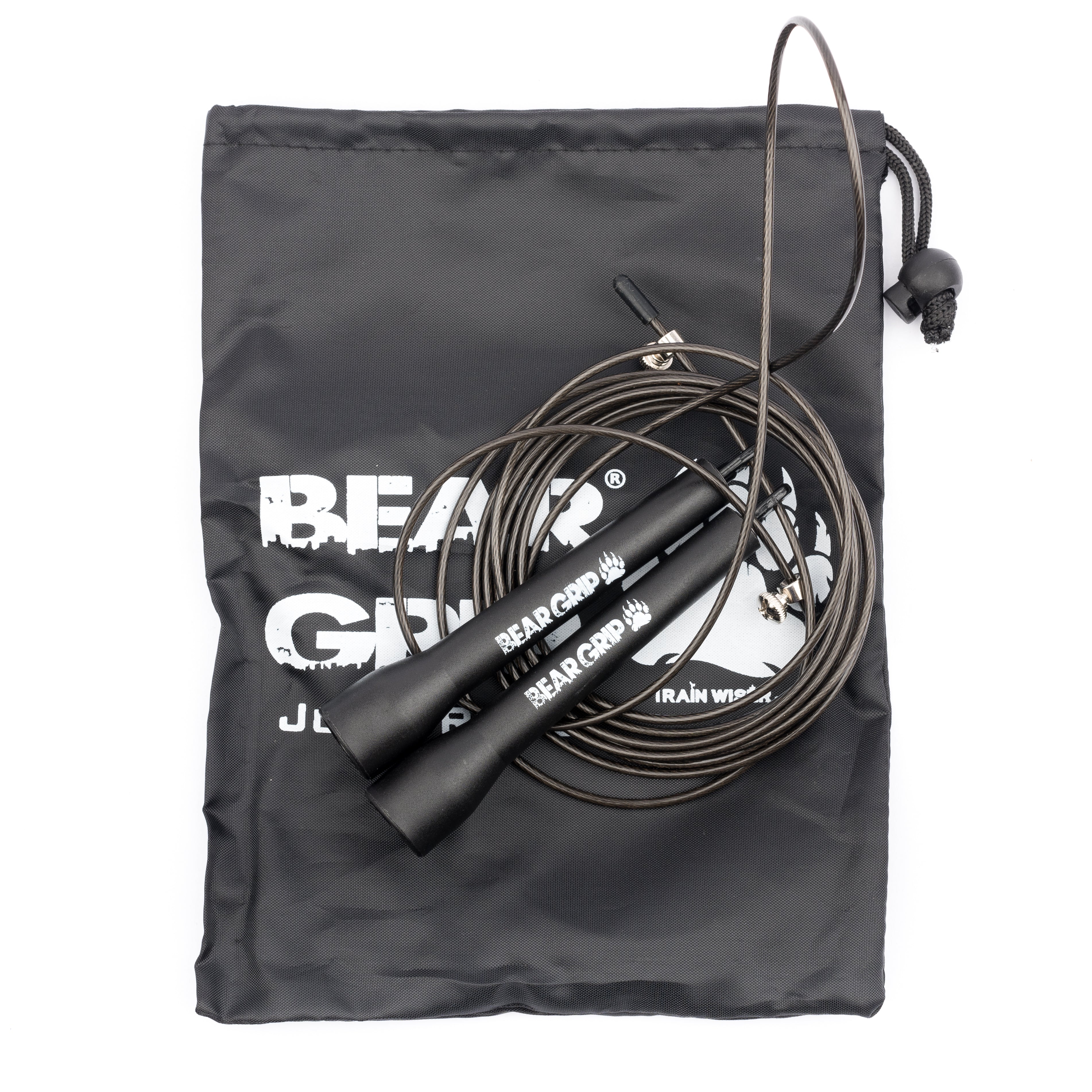 Bear Grip - Best Skipping Speed Jump Rope, Adjustable 10ft Cable, ( STEEL BALL-BEARING mechanism) For Cardio, Boxing, MMA, Crossfit with FREE GYM GEAR BAG - MONEY BACK GUARANTEE.