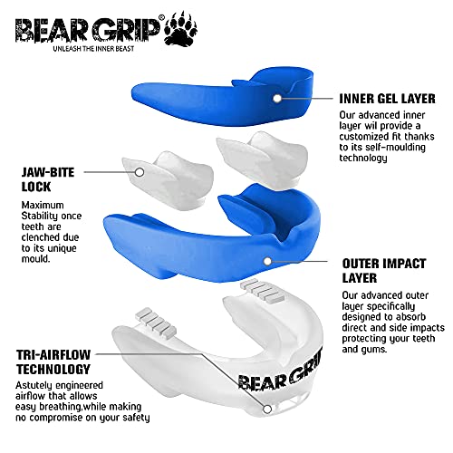 BEAR GRIP Mouth Guard/Gum Shield for Boxing, Rugby, MMA, Hockey, karate and all contact sports