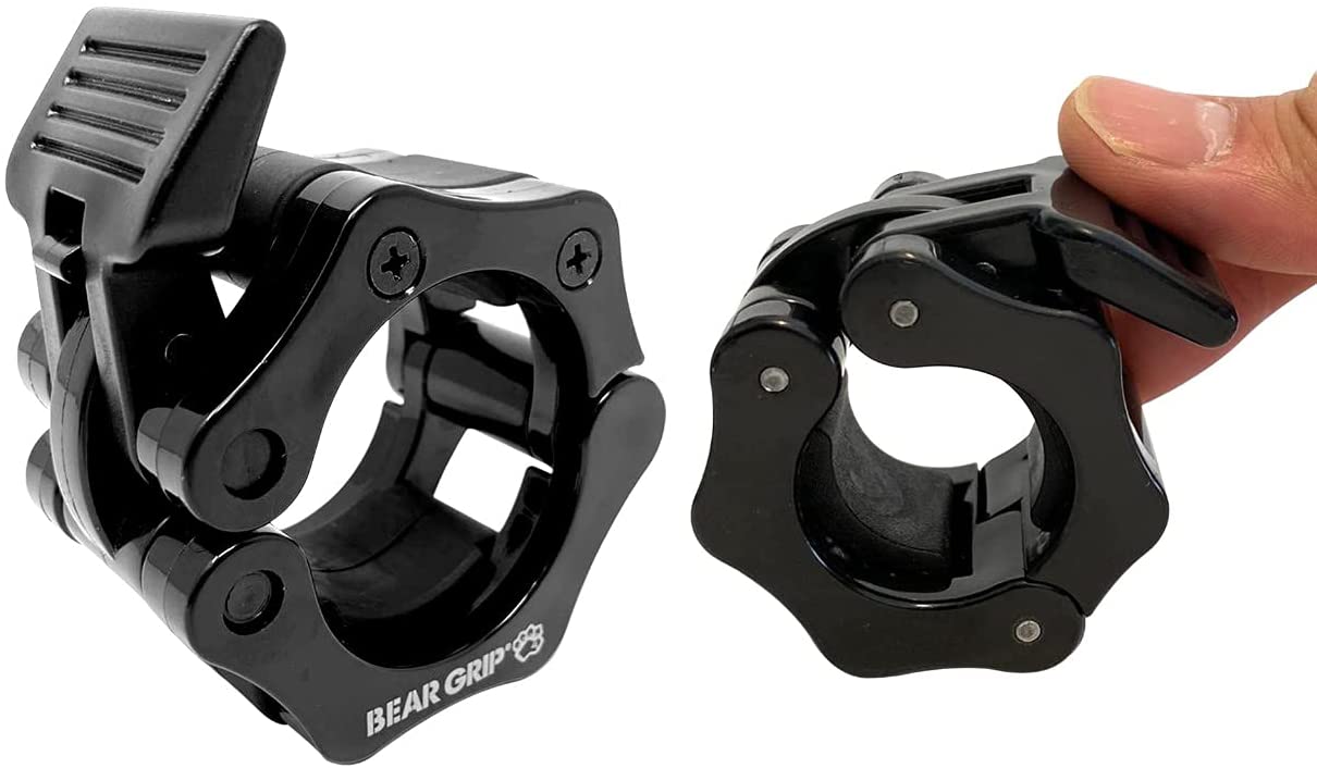 BEAR GRIP - Olympic Barbell Clamps Collars Clip (Pair) for Weight Lifting