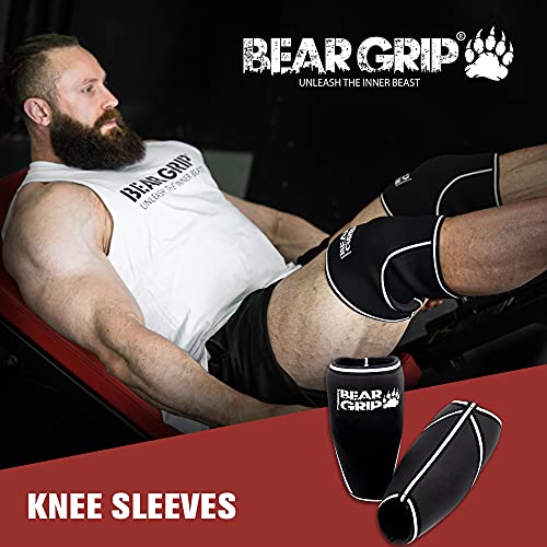 BEAR GRIP - Premium 7mm Compression knee Sleeves (Pair) (XXL)