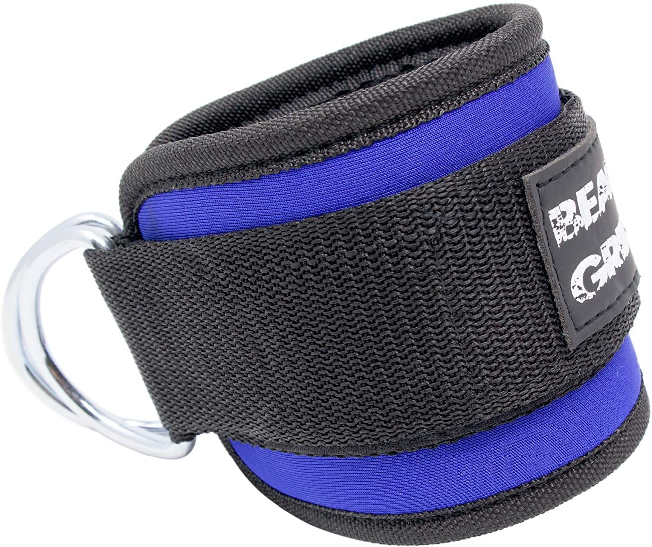 BEAR GRIP - Ankle Straps for Cables (Pairs) - Strong Closure, Double Stainless Steel D-Ring, Adjustable Neoprene - Premium Ankle Cuffs to Enhance Abs, Glute & Leg Workouts - For Men & Women