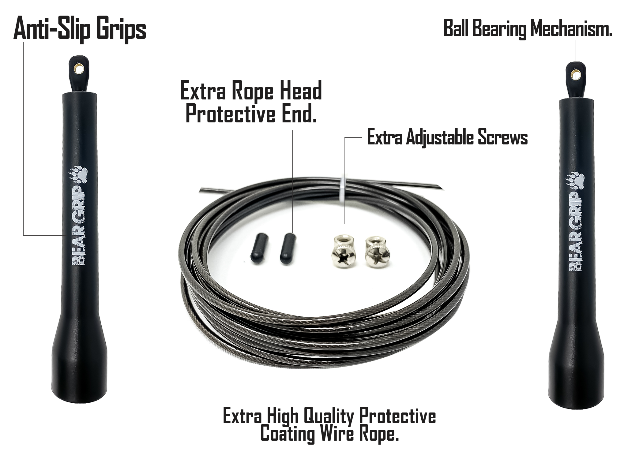 BEAR GRIP - ELITE SPEED SKIPPING ROPE FOR FITNESS CONDITIONING AND FAT LOSS